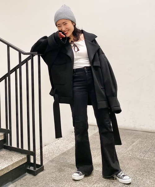 Couleur Meler（クルールメリー）の「Couleur Meler imoko　ダンボールオーバージャケット（その他アウター・レディース・ミント/ブラック系その他・FREE）」の2枚目の写真