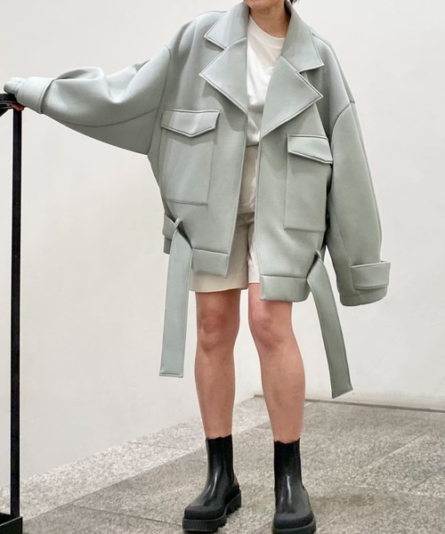 Couleur Meler（クルールメリー）の「Couleur Meler imoko　ダンボールオーバージャケット（その他アウター・レディース・ミント/ブラック系その他・FREE）」の4枚目の写真