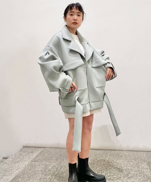 Couleur Meler（クルールメリー）の「Couleur Meler imoko　ダンボールオーバージャケット（その他アウター・レディース・ミント/ブラック系その他・FREE）」の5枚目の写真