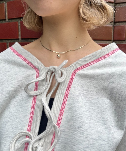 HELLO.SANFRANCISCO（ハローサンフランシスコ）の「【HELLO.SANFRANCISCO/ハローサンフランシスコ】2WAYカットアウトフリルカーデ（カーディガン/ボレロ・レディース・パープル/オレンジ/グレー・FREE）」の4枚目の写真