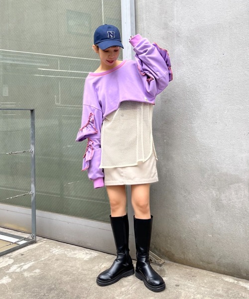 HELLO.SANFRANCISCO（ハローサンフランシスコ）の「【HELLO.SANFRANCISCO/ハローサンフランシスコ】2WAYカットアウトフリルカーデ（カーディガン/ボレロ・レディース・パープル/オレンジ/グレー・FREE）」の12枚目の写真