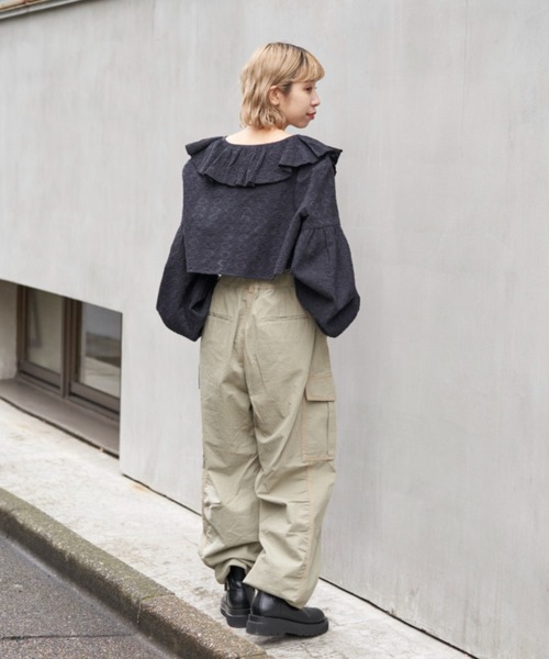 CIAOPANIC（チャオパニック）の「【お気に入り登録者数12000人突破！】フリル襟レースショートカーデ（シャツ/ブラウス・レディース・オフホワイト/ブラック・FREE）」の21枚目の写真