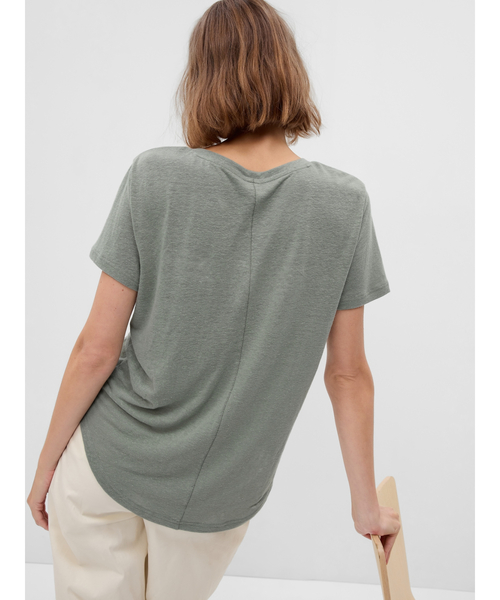 GAP（ギャップ）の「リネンブレンド Tシャツ（Tシャツ/カットソー・レディース・ブラック/グリーン/ホワイト/グリーン系その他・M/L/XL/XXS/S/XS）」の12枚目の写真
