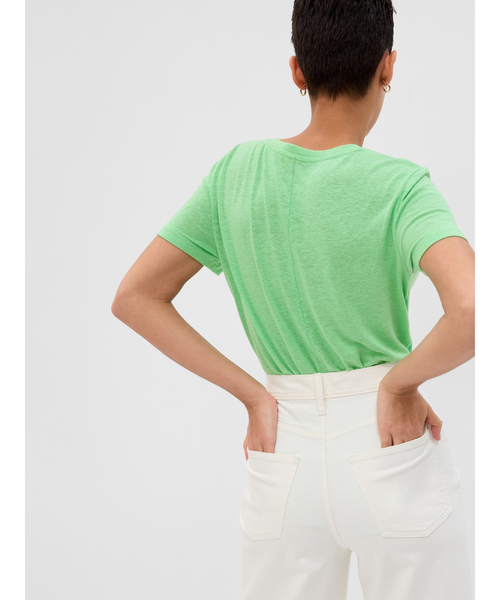 GAP（ギャップ）の「リネンブレンド Tシャツ（Tシャツ/カットソー・レディース・ブラック/グリーン/ホワイト/グリーン系その他・M/L/XL/XXS/S/XS）」の13枚目の写真