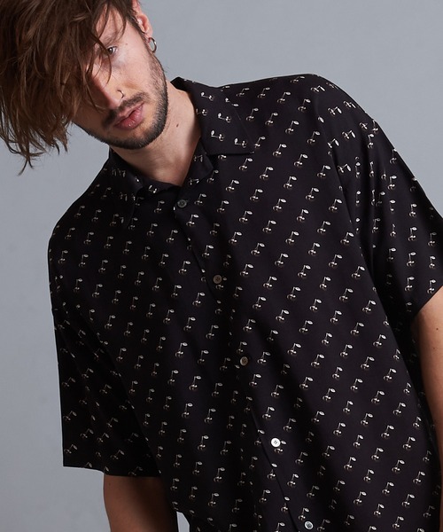 NO ID.（ノーアイディ）の「【NO ID.】Cherry Print Open Collar Shirt / チェリー プリント オープン カラー シャツ（シャツ/ブラウス・メンズ・ブルー/ブラック/レッド・ONE SIZE）」の2枚目の写真