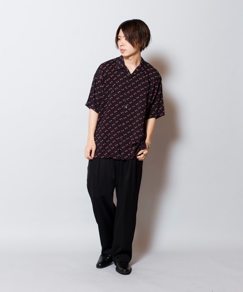 NO ID.（ノーアイディ）の「【NO ID.】Cherry Print Open Collar Shirt / チェリー プリント オープン カラー シャツ（シャツ/ブラウス・メンズ・ブルー/ブラック/レッド・ONE SIZE）」の8枚目の写真
