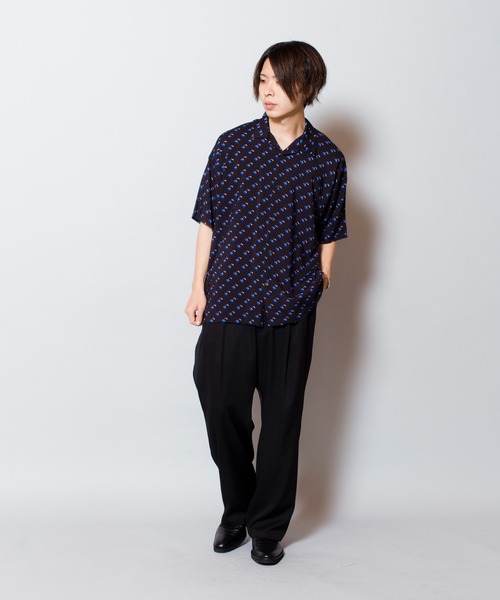NO ID.（ノーアイディ）の「【NO ID.】Cherry Print Open Collar Shirt / チェリー プリント オープン カラー シャツ（シャツ/ブラウス・メンズ・ブルー/ブラック/レッド・ONE SIZE）」の13枚目の写真