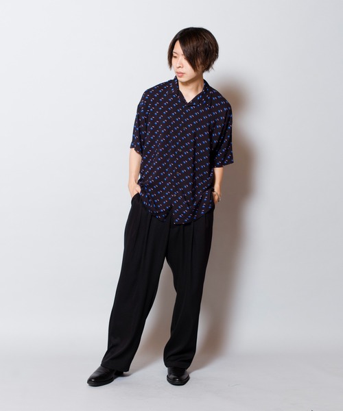 NO ID.（ノーアイディ）の「【NO ID.】Cherry Print Open Collar Shirt / チェリー プリント オープン カラー シャツ（シャツ/ブラウス・メンズ・ブルー/ブラック/レッド・ONE SIZE）」の14枚目の写真