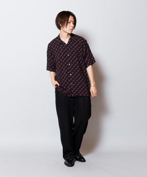NO ID.（ノーアイディ）の「【NO ID.】Cherry Print Open Collar Shirt / チェリー プリント オープン カラー シャツ（シャツ/ブラウス・メンズ・ブルー/ブラック/レッド・ONE SIZE）」の9枚目の写真