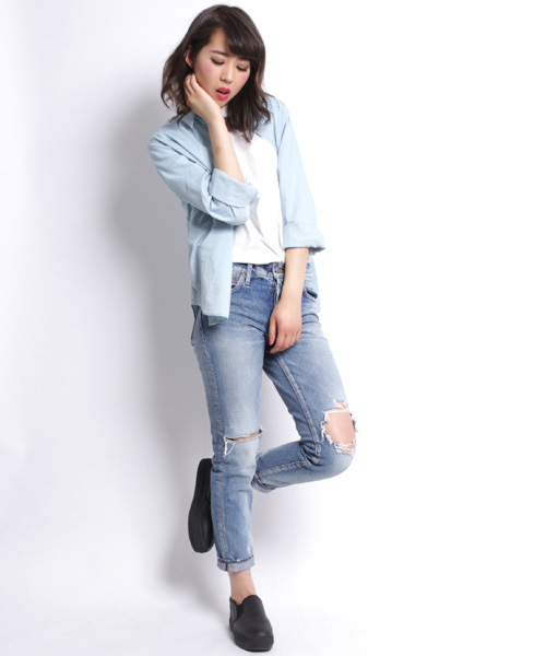 Denime（ドゥニーム）の「CHAMBRAY SHIRTS/シャンブレーシャツ（シャツ/ブラウス・レディース・ライトインディゴブルー/インディゴブルー・FREE）」の12枚目の写真