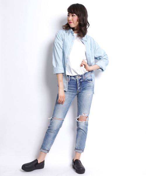 Denime（ドゥニーム）の「CHAMBRAY SHIRTS/シャンブレーシャツ（シャツ/ブラウス・レディース・ライトインディゴブルー/インディゴブルー・FREE）」の13枚目の写真