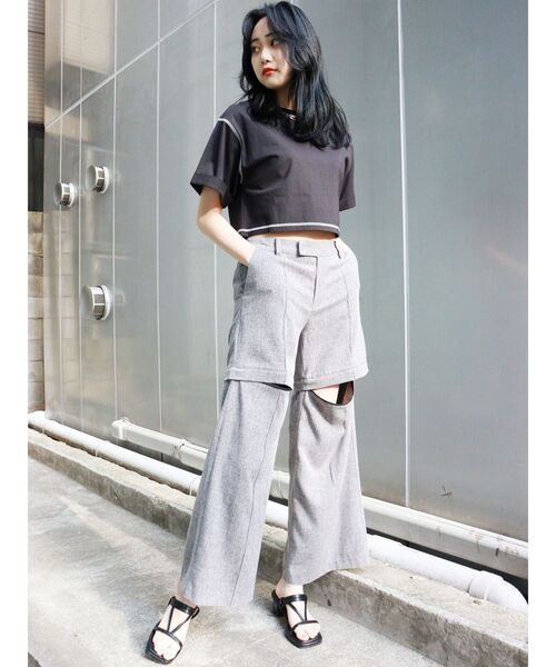 MURUA（ムルーア）の「ローライズカッティングパンツ【2way】（スラックス・レディース・グレー/ブラック・1/2）」の18枚目の写真