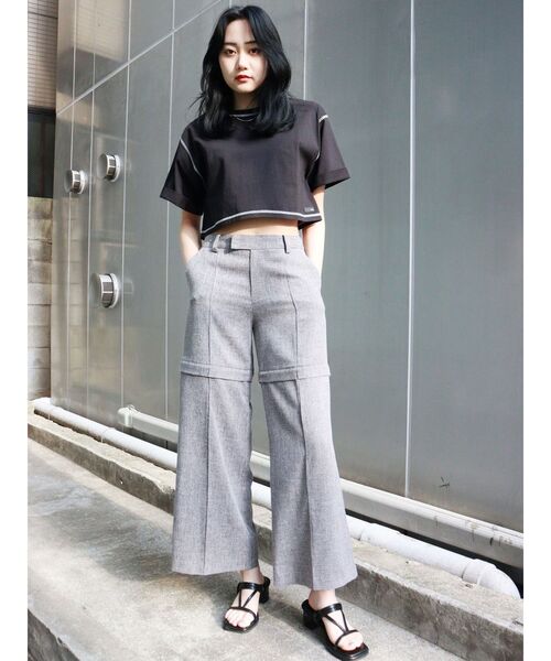 MURUA（ムルーア）の「ローライズカッティングパンツ【2way】（スラックス・レディース・グレー/ブラック・1/2）」の17枚目の写真
