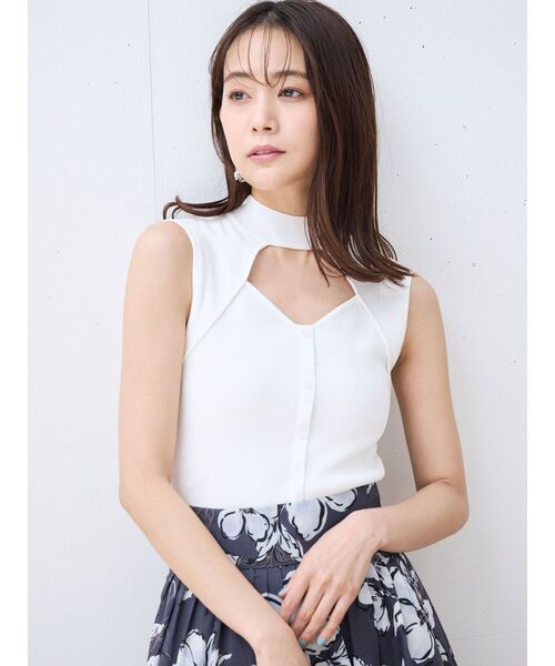 MERCURYDUO（マーキュリーデュオ）の「2WAYカットアウトデザインコンパクトニット（ニット/セーター・レディース・オフホワイト/ピンク/ブラック/ライム・FREE）」の8枚目の写真