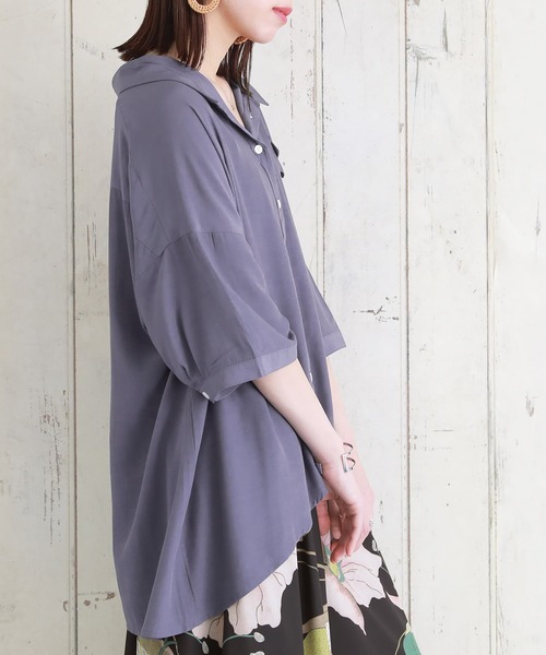 n'OrLABEL（ノアールレーベル）の「『胸ポケットイレヘムドルマンシャツ』（シャツ/ブラウス・レディース・オフホワイト/カーキ/パープル/ネイビー・FREE）」の13枚目の写真