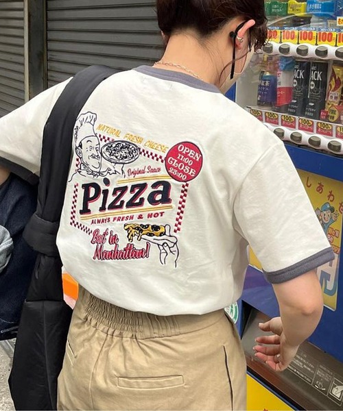 CPCM(シーピーシーエム)の「バック刺繍リンガーT(Tシャツ/カットソー・レディース・オフホワイト/チャコールグレー・LARGE/MEDIUM/X-LARGE)」の1枚目の写真
