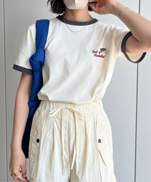 CPCM(シーピーシーエム)の「バック刺繍リンガーT(Tシャツ/カットソー・レディース・オフホワイト/チャコールグレー・LARGE/MEDIUM/X-LARGE)」の5枚目の写真