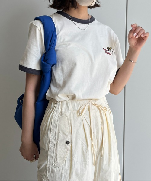 CPCM(シーピーシーエム)の「バック刺繍リンガーT(Tシャツ/カットソー・レディース・オフホワイト/チャコールグレー・LARGE/MEDIUM/X-LARGE)」の7枚目の写真