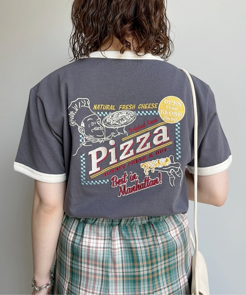 CPCM(シーピーシーエム)の「バック刺繍リンガーT(Tシャツ/カットソー・レディース・オフホワイト/チャコールグレー・LARGE/MEDIUM/X-LARGE)」の4枚目の写真