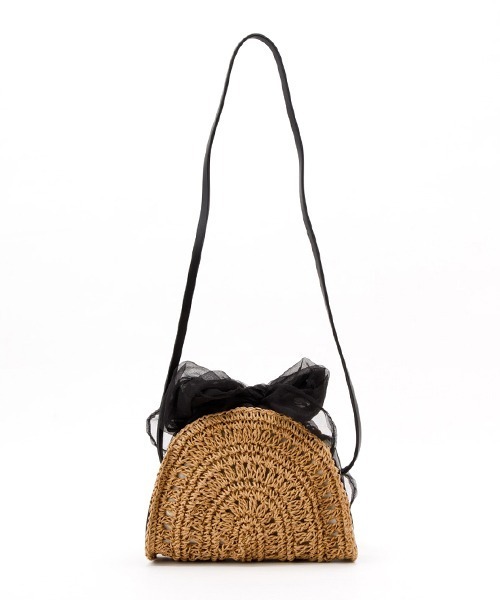 Casselini（キャセリーニ）の「Casselini(キャセリーニ)ハーフムーンリボンポシェット（ショルダーバッグ・レディース・アイボリー/ブラック/オレンジ/パープル・FREE）」の5枚目の写真