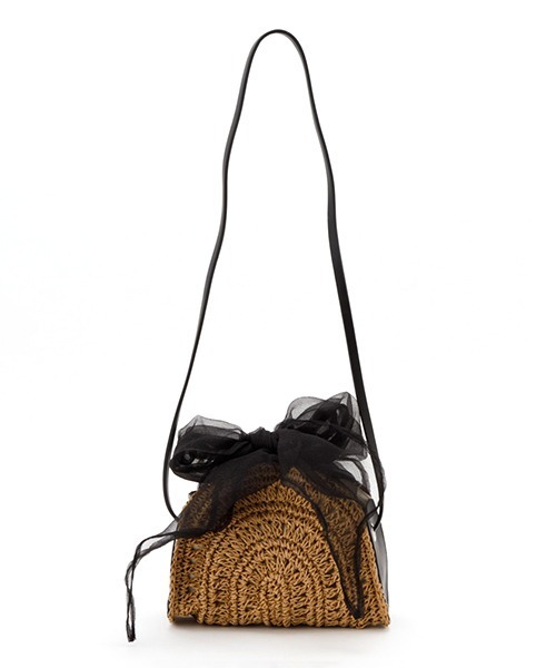 Casselini（キャセリーニ）の「Casselini(キャセリーニ)ハーフムーンリボンポシェット（ショルダーバッグ・レディース・アイボリー/ブラック/オレンジ/パープル・FREE）」の7枚目の写真