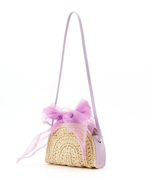 Casselini（キャセリーニ）の「Casselini(キャセリーニ)ハーフムーンリボンポシェット（ショルダーバッグ・レディース・アイボリー/ブラック/オレンジ/パープル・FREE）」の9枚目の写真