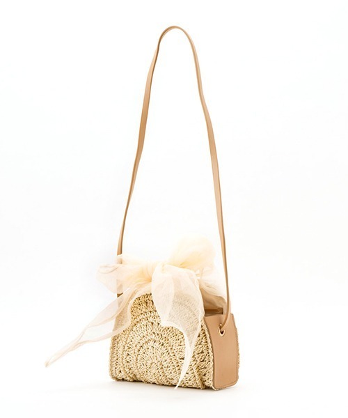 Casselini（キャセリーニ）の「Casselini(キャセリーニ)ハーフムーンリボンポシェット（ショルダーバッグ・レディース・アイボリー/ブラック/オレンジ/パープル・FREE）」の19枚目の写真