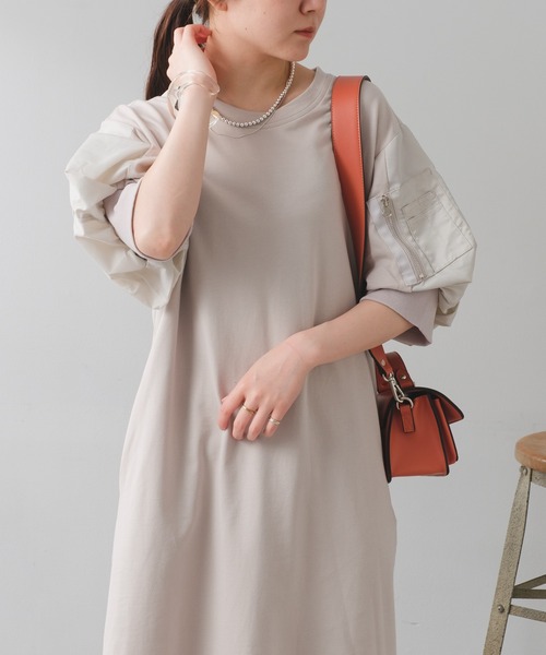 Pal collection(パルコレクション)の「MA-1スリーブロングワンピース(ワンピース・レディース・ブラック/グレー系その他・FREE)」の4枚目の写真