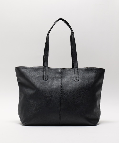 セール】合皮 両あおり シンプル センター 刺繍 デザイン トート