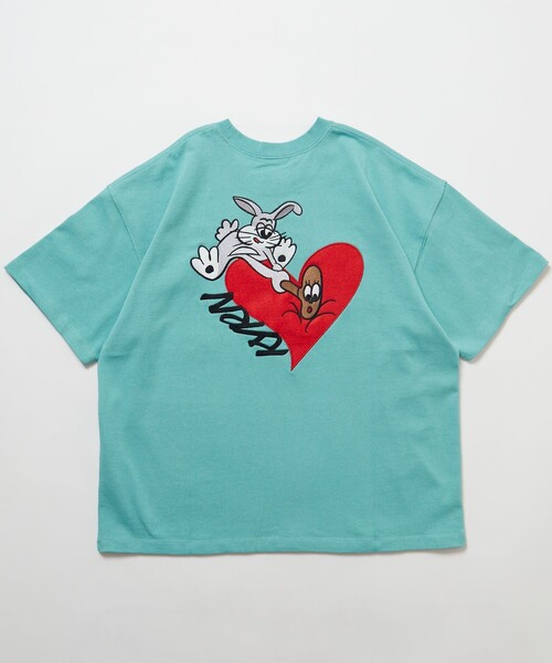 kaoyorinakami(カオヨリナカミ)の「KAOYORINAKAMI×FREAK’S STORE/カオヨリナカミ×フリークスストア Rabbit heart S/S/ラビット ハート ショートスリーブTシャツ/半袖Tシャツ/バックプリント/ハートモチーフ(Tシャツ/カットソー・メンズ・ホワイト/ブルーグリーン/ブラック/ブラウン・LARGE/MEDIUM/X-LARGE)」の4枚目の写真