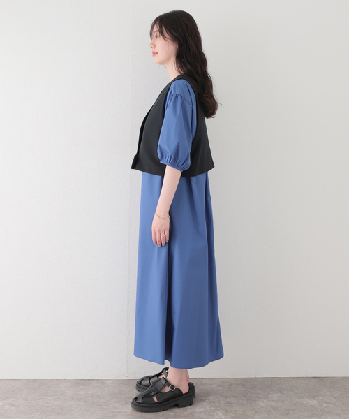 Simplicite（サンプリシテ）の「ベストセットワンピース（ワンピース・レディース・ベージュ/ネイビー・FREE）」の5枚目の写真