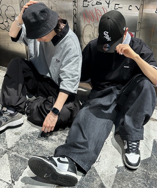 kutir(クティール)の「襟付き配色ハーフジップ(Tシャツ/カットソー・メンズ・ブラック/ブルー/オートミール/杢グレー・MEDIUM/LARGE)」の18枚目の写真