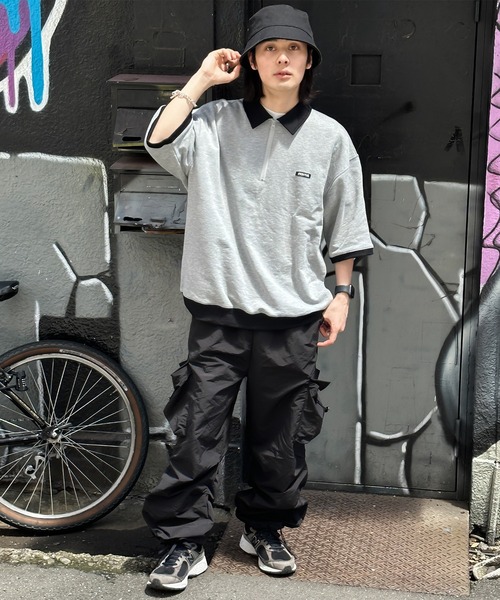 kutir(クティール)の「襟付き配色ハーフジップ(Tシャツ/カットソー・メンズ・ブラック/ブルー/オートミール/杢グレー・MEDIUM/LARGE)」の19枚目の写真