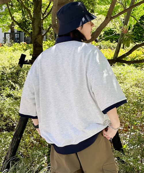 kutir(クティール)の「襟付き配色ハーフジップ(Tシャツ/カットソー・メンズ・ブラック/ブルー/オートミール/杢グレー・MEDIUM/LARGE)」の20枚目の写真