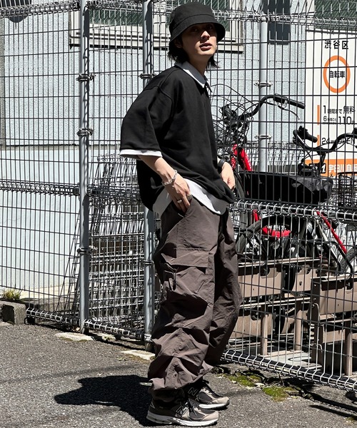 kutir(クティール)の「襟付き配色ハーフジップ(Tシャツ/カットソー・メンズ・ブラック/ブルー/オートミール/杢グレー・MEDIUM/LARGE)」の6枚目の写真