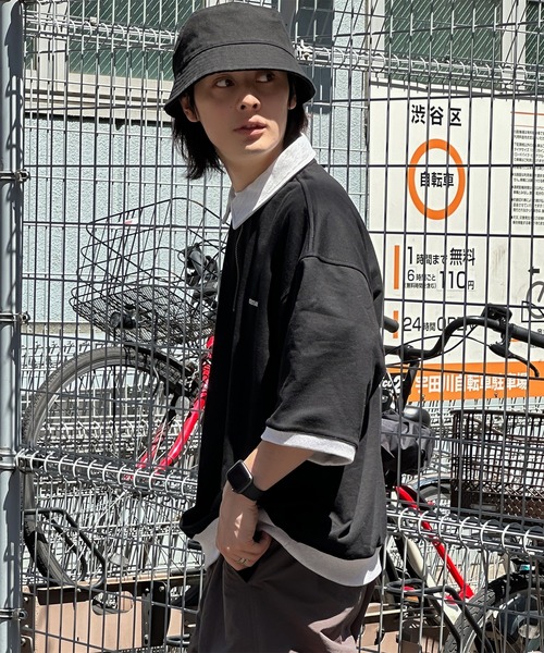 kutir(クティール)の「襟付き配色ハーフジップ(Tシャツ/カットソー・メンズ・ブラック/ブルー/オートミール/杢グレー・MEDIUM/LARGE)」の17枚目の写真