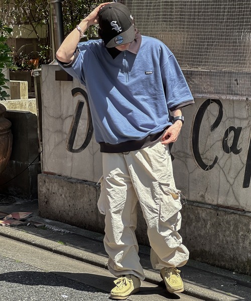 kutir(クティール)の「襟付き配色ハーフジップ(Tシャツ/カットソー・メンズ・ブラック/ブルー/オートミール/杢グレー・MEDIUM/LARGE)」の21枚目の写真