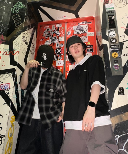 kutir(クティール)の「襟付き配色ハーフジップ(Tシャツ/カットソー・メンズ・ブラック/ブルー/オートミール/杢グレー・MEDIUM/LARGE)」の5枚目の写真