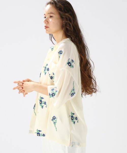 niko and...（ニコアンド）の「クロスステッチ刺繍シャツ（シャツ/ブラウス・レディース・ネイビー/オフホワイト/クリーム・FREE）」の8枚目の写真