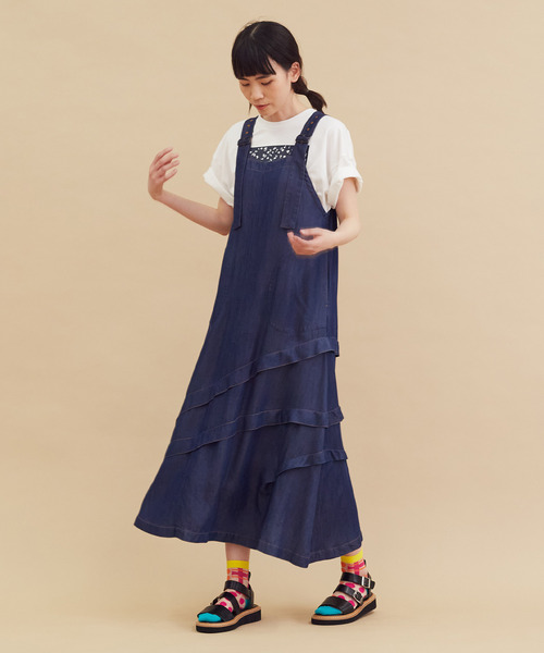 FRAPBOIS（フラボア）の「パウダーデニム ジャンパースカート（ジャンパースカート・レディース・ブルー・1）」の6枚目の写真