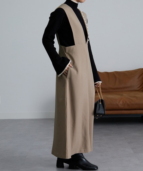 RANAN（ラナン）の「パールビジュージャンパースカート（ジャンパースカート・レディース・ブラック/グレイッシュベージュ・L/LL/M）」の14枚目の写真