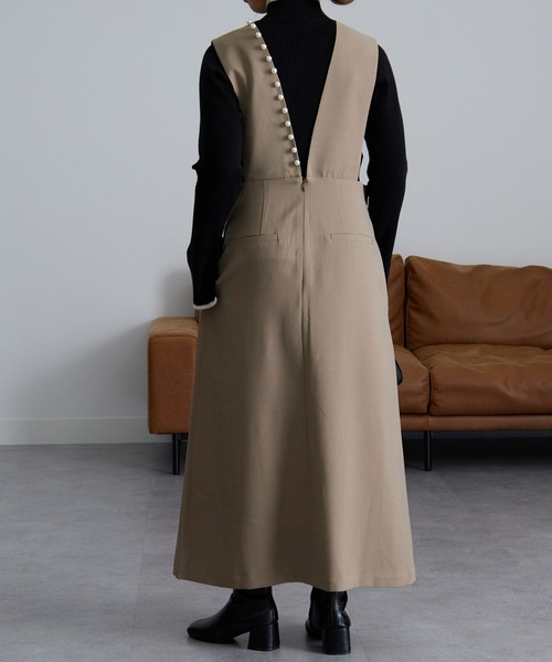 RANAN（ラナン）の「パールビジュージャンパースカート（ジャンパースカート・レディース・ブラック/グレイッシュベージュ・L/LL/M）」の9枚目の写真