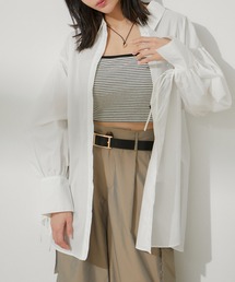 VIS | 【洗える】袖リボンオーバーシャツ(シャツ/ブラウス)
