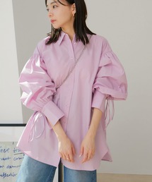 【洗える】袖リボンオーバーシャツ
