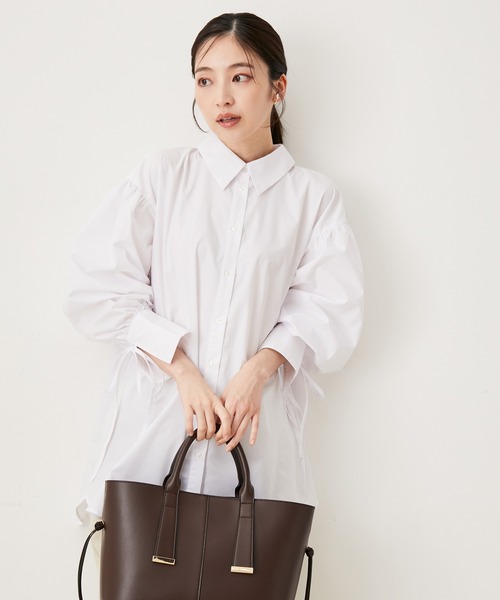 VIS(ビス)の「【洗える】袖リボンオーバーシャツ(シャツ/ブラウス・レディース・ブルー系その他4/ピンク/オフホワイト・FREE)」の6枚目の写真