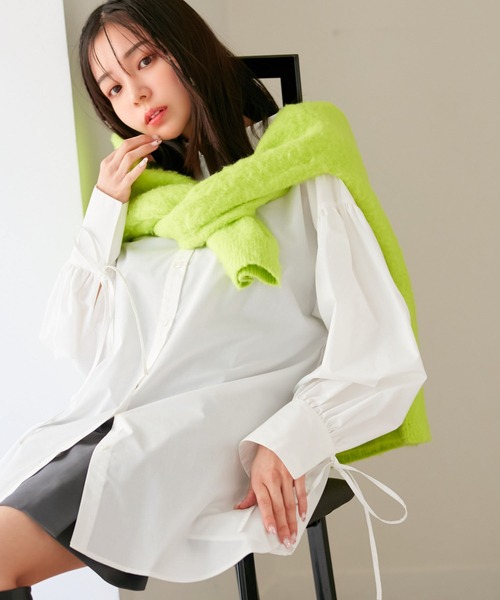 VIS(ビス)の「【洗える】袖リボンオーバーシャツ(シャツ/ブラウス・レディース・ブルー系その他4/ピンク/オフホワイト・FREE)」の18枚目の写真