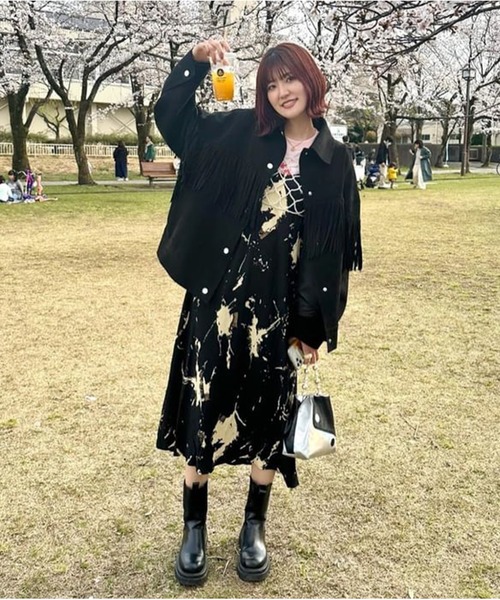 Chick(チック)の「総柄キャミワンピース(ワンピース・レディース・ブラック・L/M/S)」の20枚目の写真