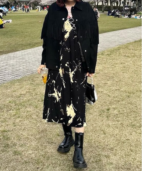 Chick(チック)の「総柄キャミワンピース(ワンピース・レディース・ブラック・L/M/S)」の21枚目の写真