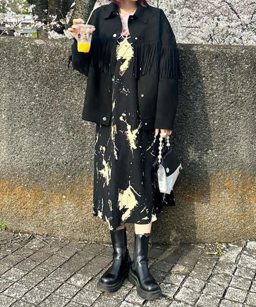 Chick(チック)の「総柄キャミワンピース(ワンピース・レディース・ブラック・L/M/S)」の22枚目の写真