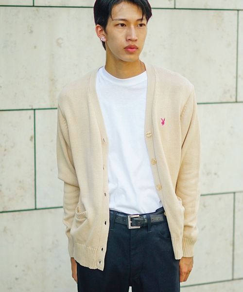PLAYBOY(プレイボーイ)の「【PLAY BOY/プレイボーイ】スクールカーディガン 制服 高校生 中学生 JK DK ユニセックス コットン100% ロゴ刺繍 ワンポイント(カーディガン/ボレロ・メンズ・ベージュ/ネイビー/グレー/ブラック・LARGE/MEDIUM)」の22枚目の写真